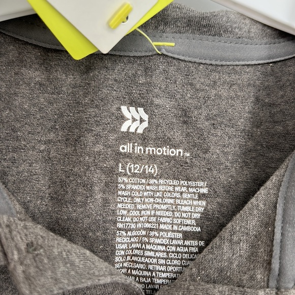 All In Motion Boys' S/S Core Golf Polo Shirt Heathered Black L(12/14) NWT - Picture 6 of 6